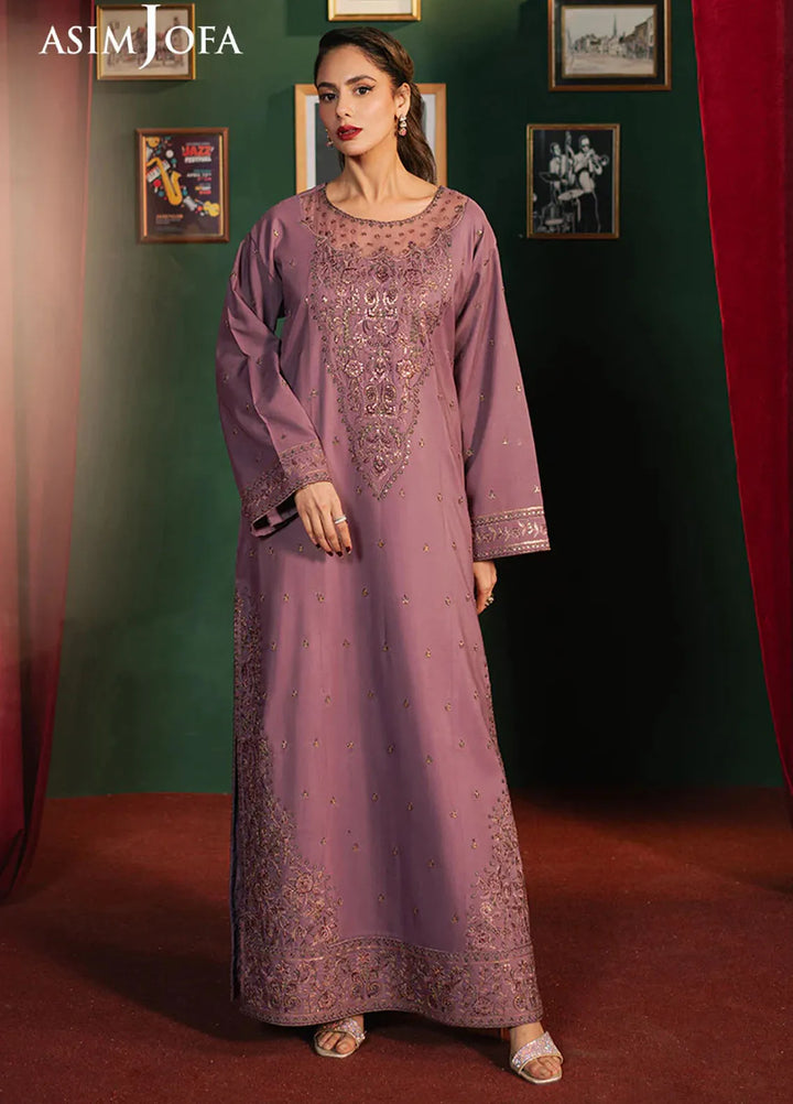 Asim Jofa Embroidered Silk Suits Unstitched 2 Piece AJ25PF AJPF-09 - Festive Collection