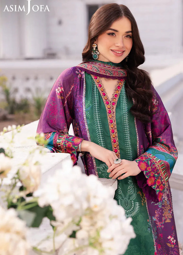 Asim Jofa Embroidered Silk Suits Unstitched 3 Piece AJ25CS AJRS-02 - Formal Collection