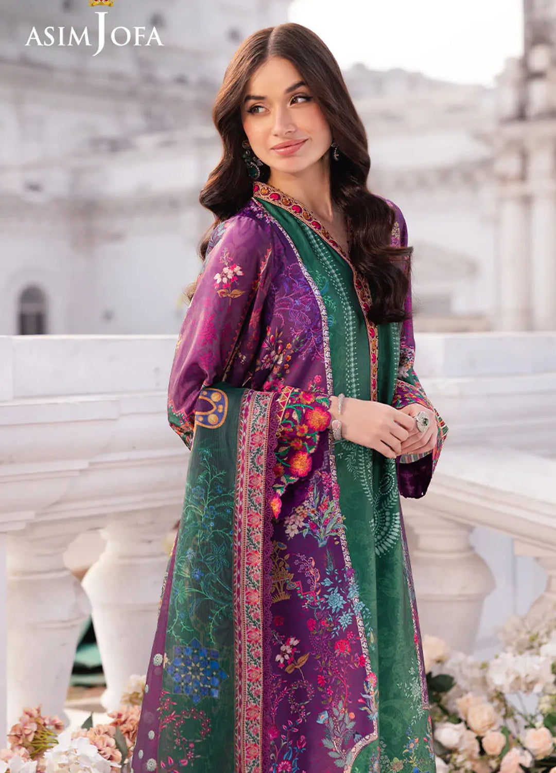 Asim Jofa Embroidered Silk Suits Unstitched 3 Piece AJ25CS AJRS-02 - Formal Collection