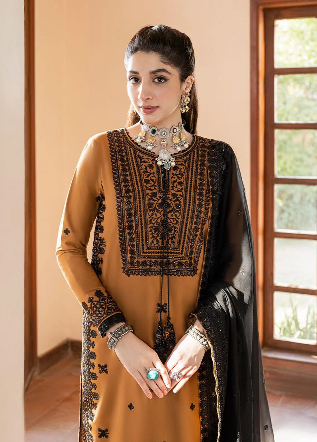 Asim Jofa Embroidered Unstitched Suit 3 Piece AJ23EF AJKM-14 - Festive Collection
