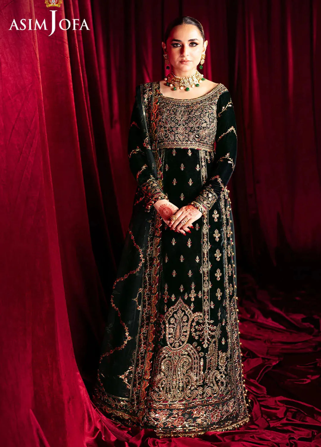 Asim Jofa Embroidered Velvet Suits Unstitched 3 Piece AJ24M AJMV-05 - Luxury Collection