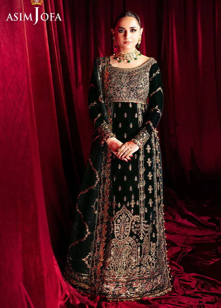 Asim Jofa Embroidered Velvet Suits Unstitched 3 Piece AJ24M AJMV-05 - Luxury Collection