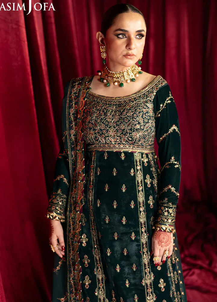 Asim Jofa Embroidered Velvet Suits Unstitched 3 Piece AJ24M AJMV-05 - Luxury Collection