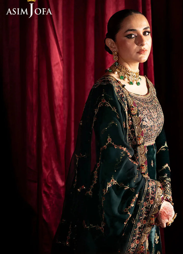 Asim Jofa Embroidered Velvet Suits Unstitched 3 Piece AJ24M AJMV-05 - Luxury Collection