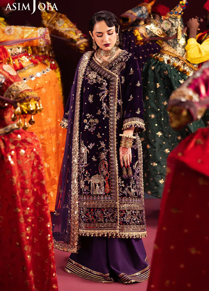Asim Jofa Embroidered Velvet Suits Unstitched 3 Piece AJ24M AJMV-10 - Luxury Collection