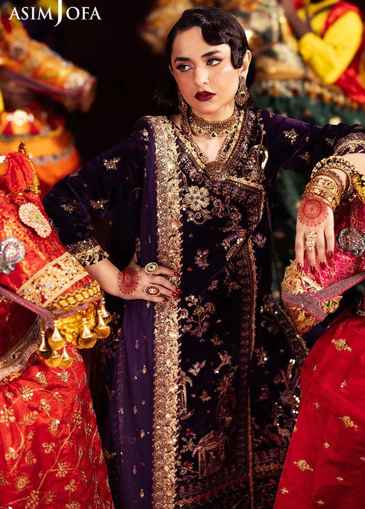 Asim Jofa Embroidered Velvet Suits Unstitched 3 Piece AJ24M AJMV-10 - Luxury Collection
