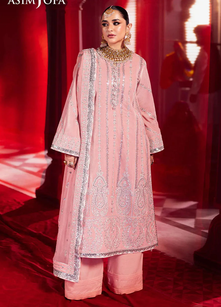 Asim Jofa Embroidered Velvet Suits Unstitched 3 Piece AJ24M AJMV-12 - Luxury Collection