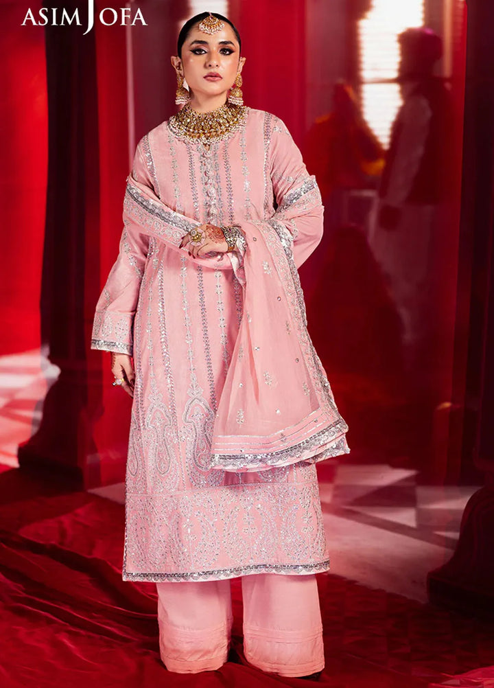 Asim Jofa Embroidered Velvet Suits Unstitched 3 Piece AJ24M AJMV-12 - Luxury Collection