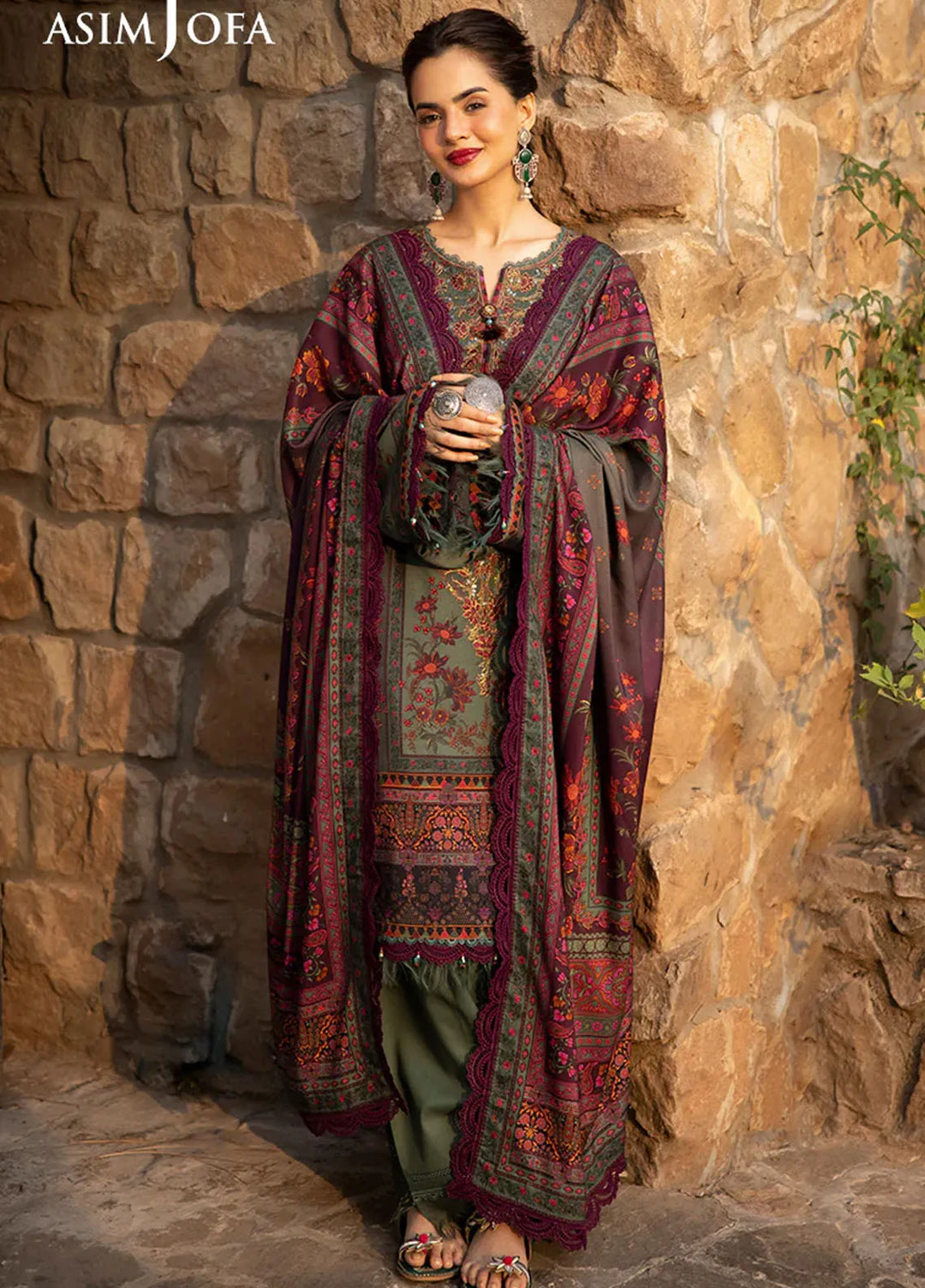 Asim Jofa Embroidered Viscose Suits Unstitched 3 Piece AJ24UW AJUW-17 - Winter Collection