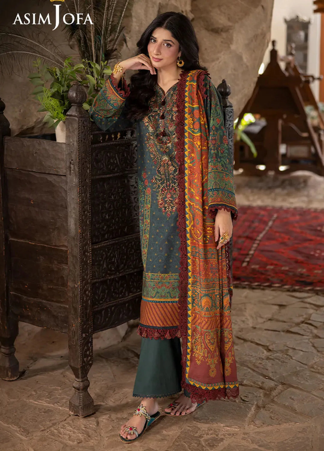 Asim Jofa Embroidered Viscose Suits Unstitched 3 Piece AJ24UW AJUW-21 - Winter Collection