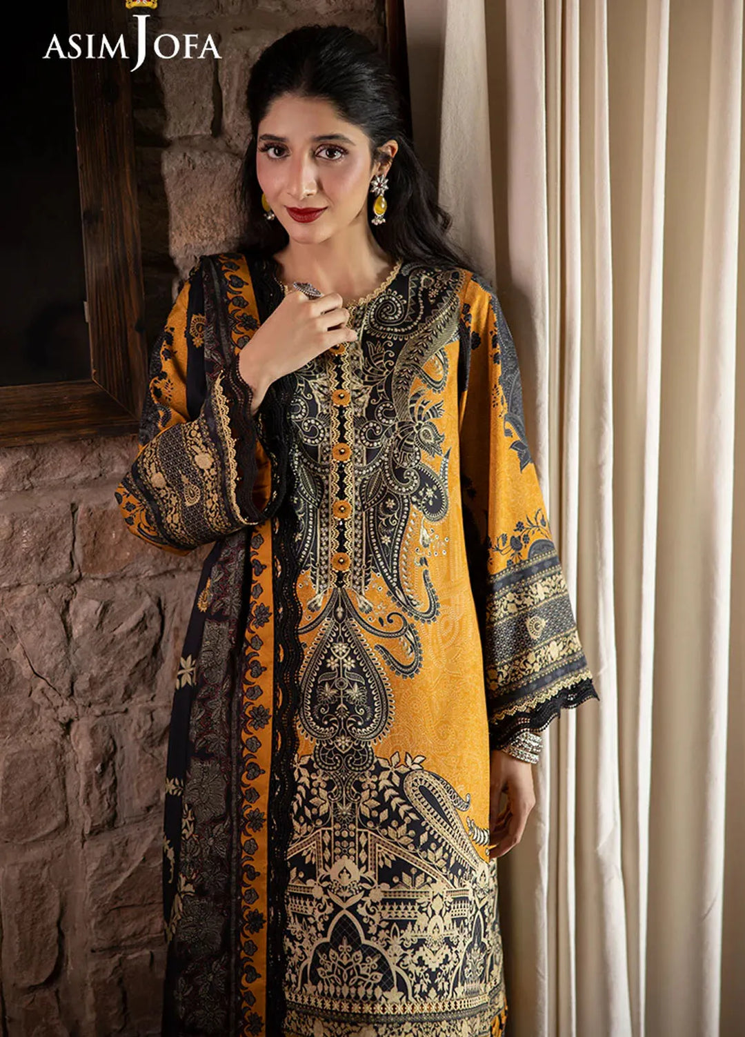Asim Jofa Embroidered Viscose Suits Unstitched 3 Piece AJ24UW AJUW-23 - Winter Collection
