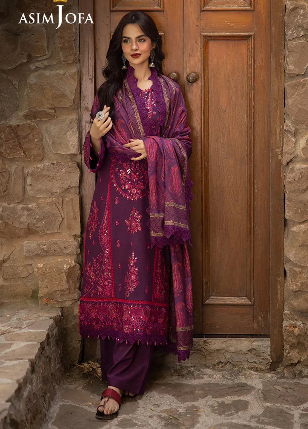 Asim Jofa Embroidered Viscose Suits Unstitched 3 Piece AJ24UW AJUW-29 - Winter Collection