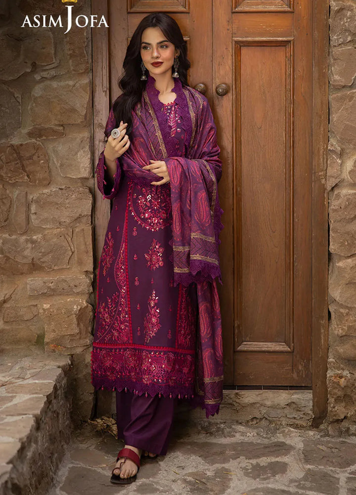Asim Jofa Embroidered Viscose Suits Unstitched 3 Piece AJ24UW AJUW-29 - Winter Collection