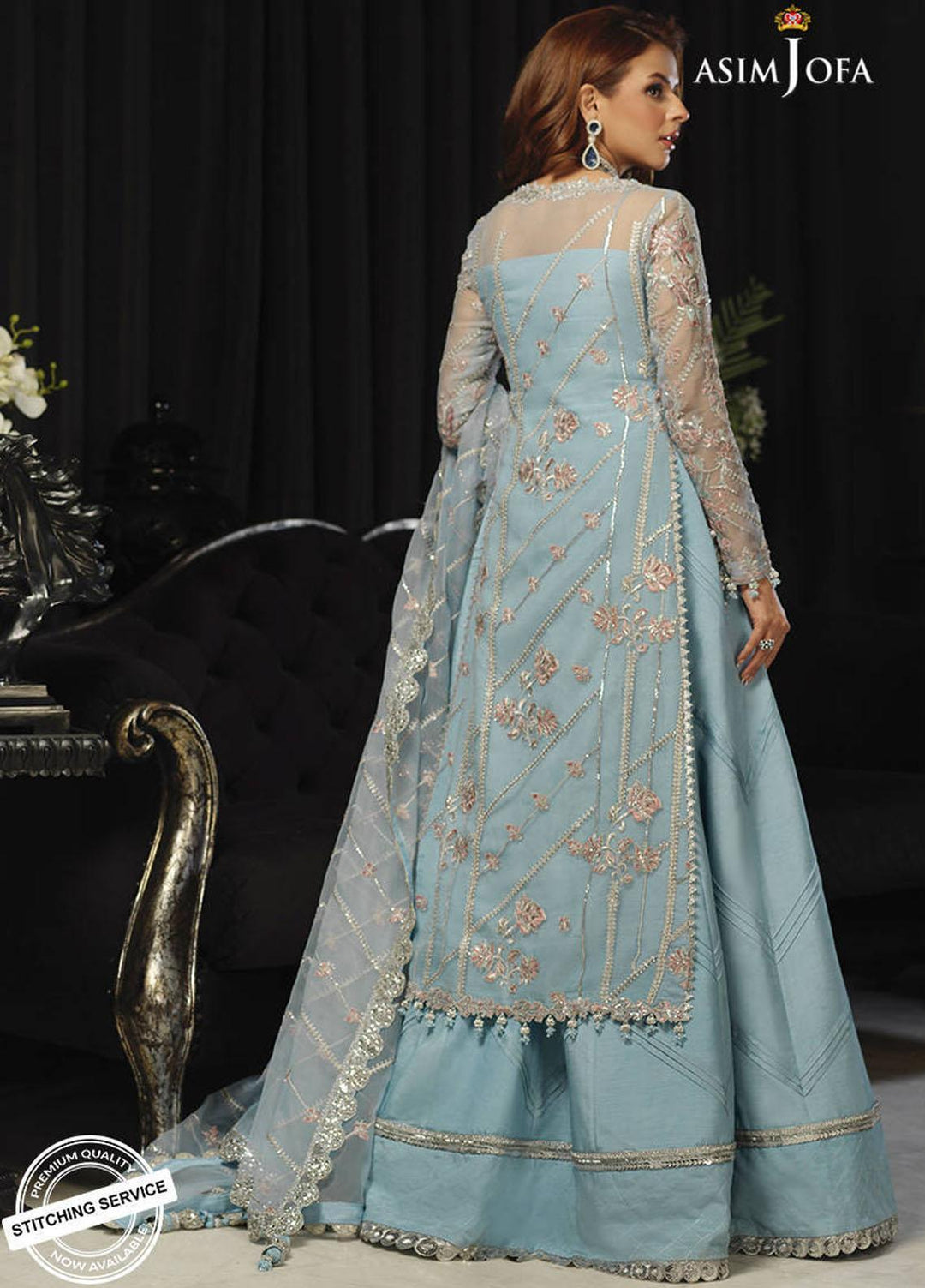 Asim Jofa Embroidered Organza Suits Unstitched 3 Piece AJ21IN AJN-15 - Luxury Formals Collection