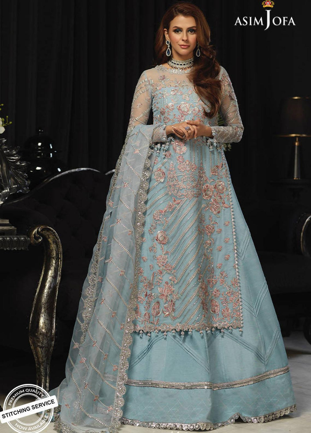 Asim Jofa Embroidered Organza Suits Unstitched 3 Piece AJ21IN AJN-15 - Luxury Formals Collection