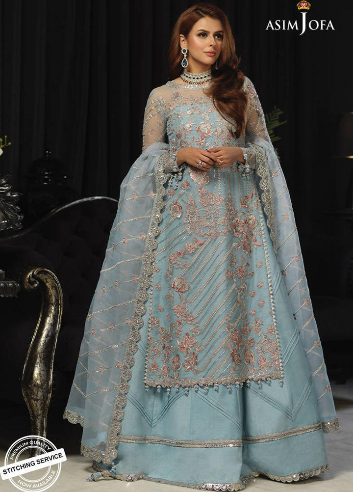 Asim Jofa Embroidered Organza Suits Unstitched 3 Piece AJ21IN AJN-15 - Luxury Formals Collection