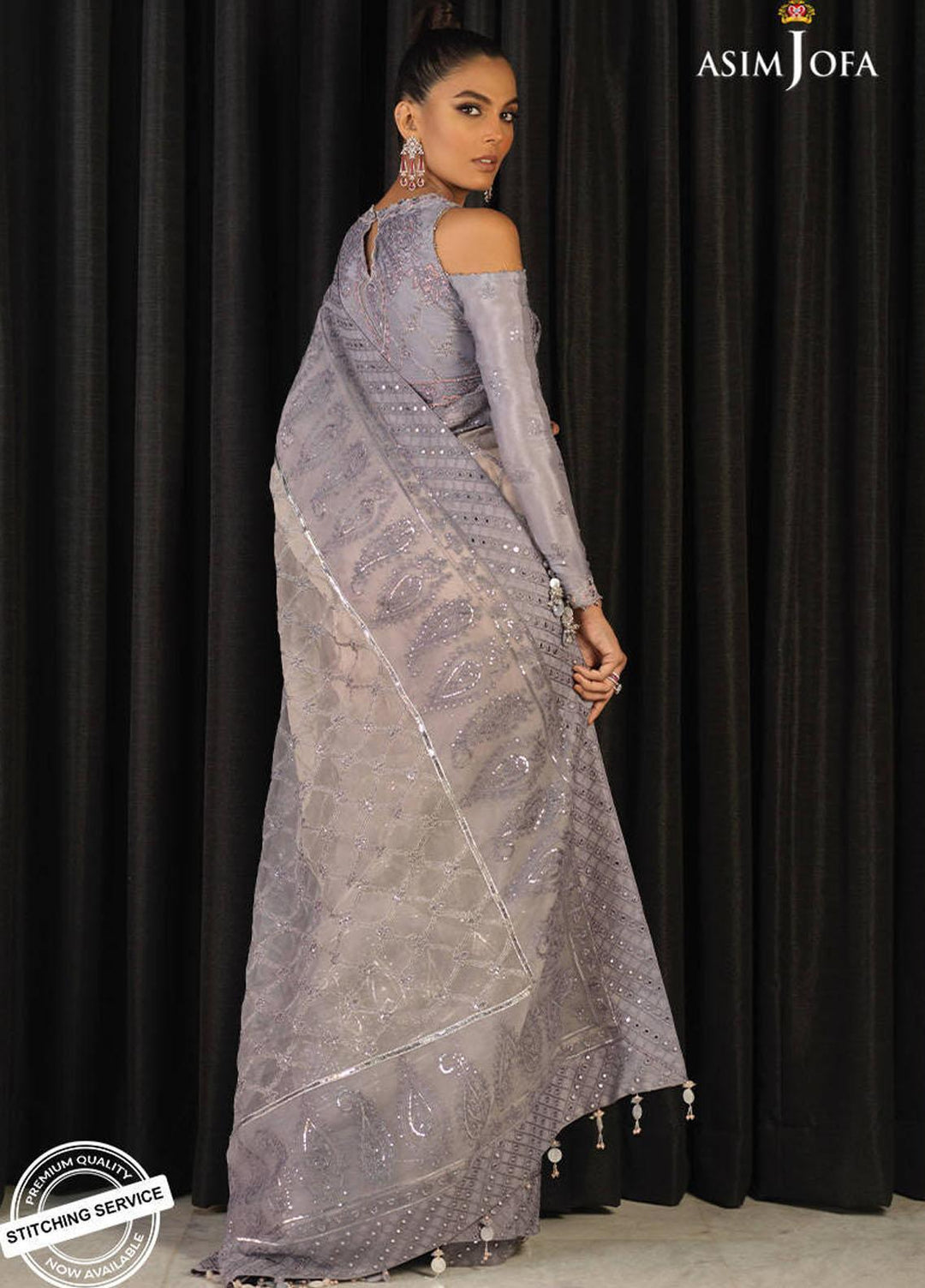 Asim Jofa Embroidered Organza Unstitched Saree AJ21IN AJN-19 - Luxury Formals Collection