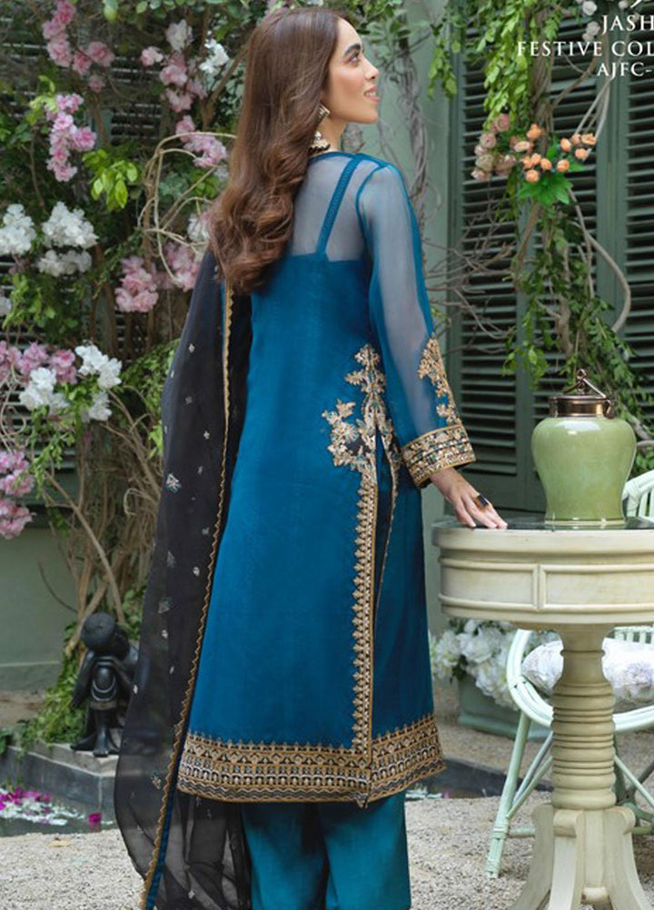 Asim Jofa Embroidered Organza Suits Unstitched 3 Piece AJ21J AJFC-48 - Festive Collection