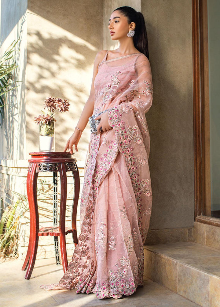Asim Jofa Embroidered Organza  Unstitched Saree AJ21LE 13 - Luxury Collection