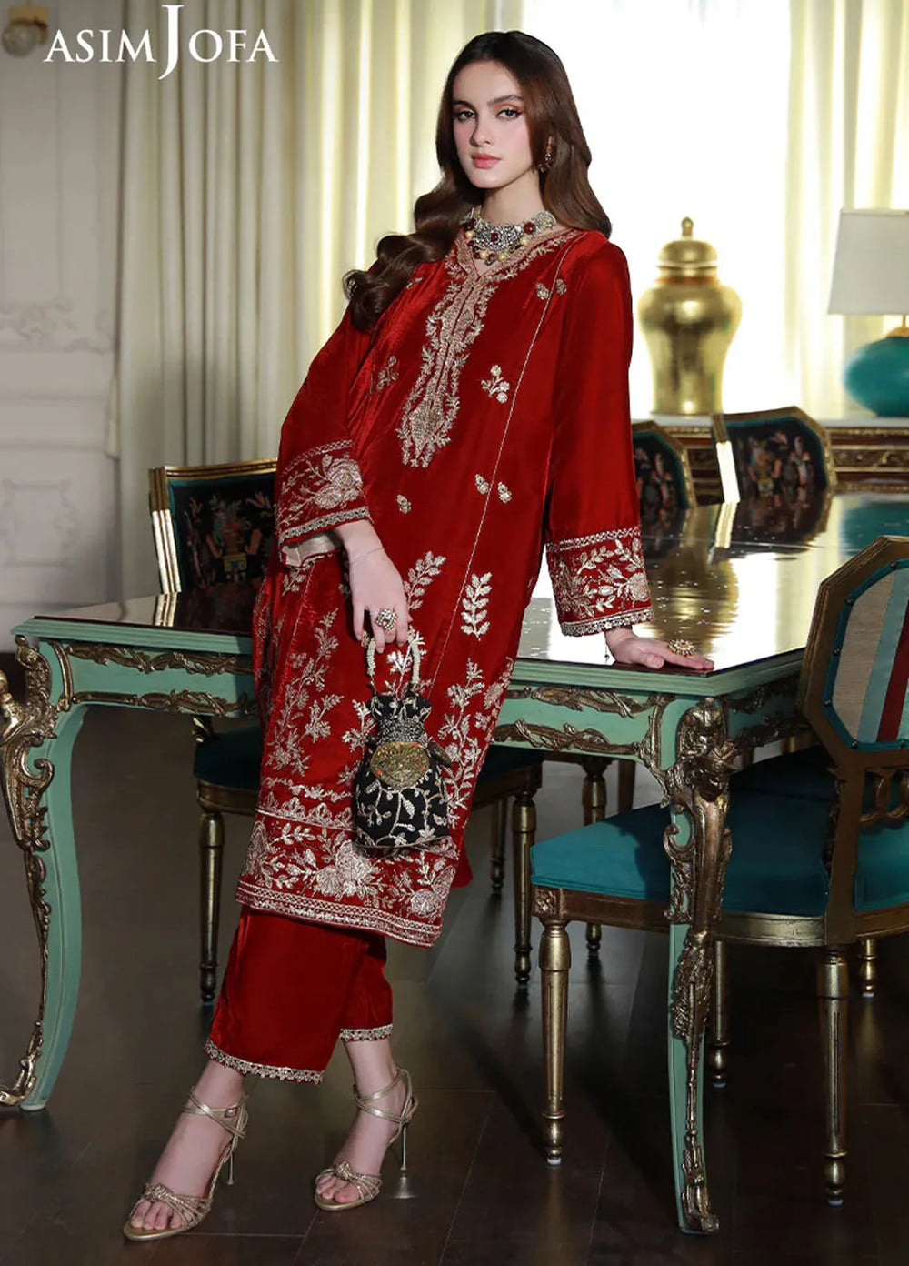 Asim Jofa Pret Embroidered Velvet 2 Piece Suit AJVG-08