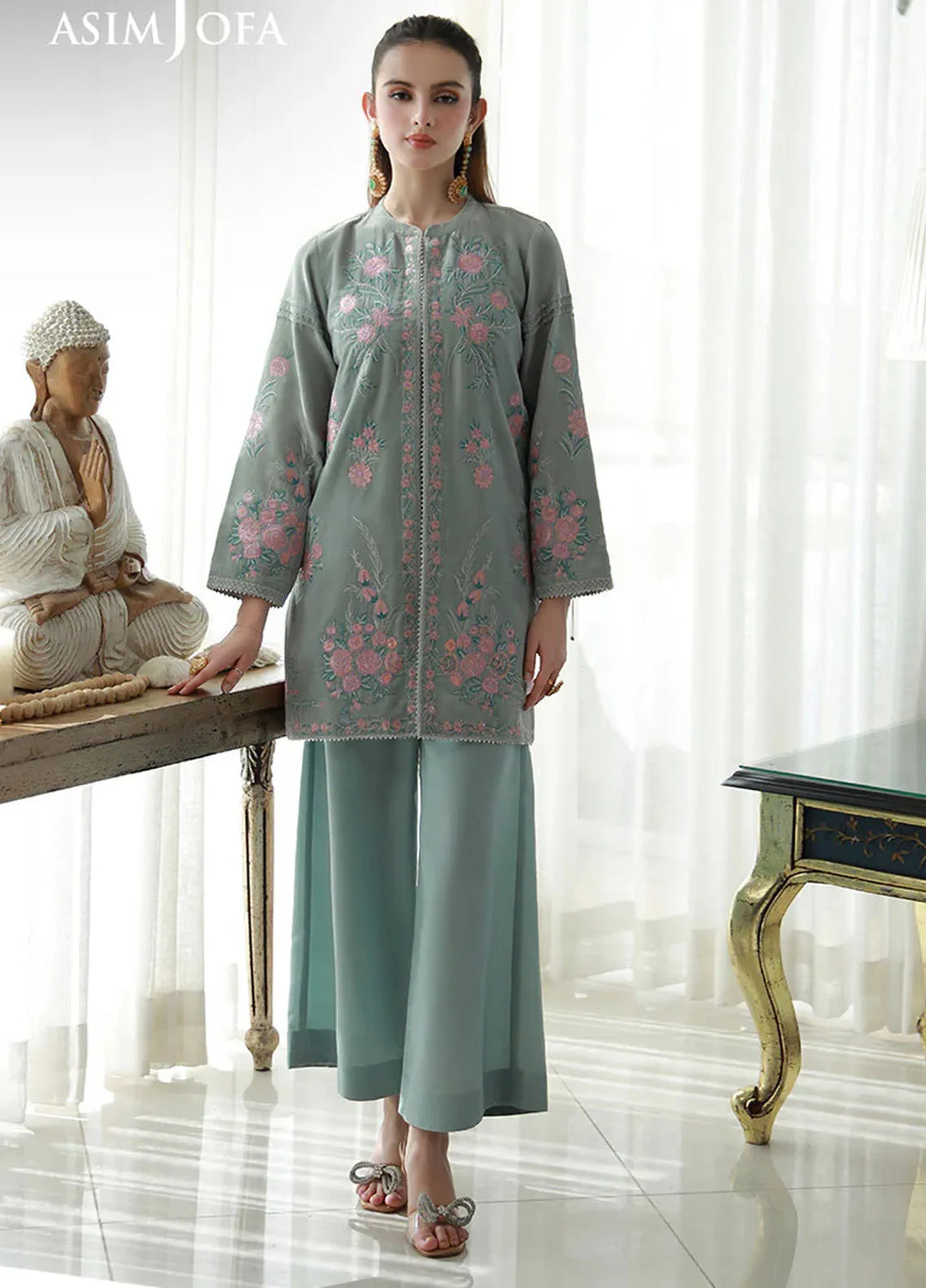 Asim Jofa Pret Embroidered Velvet 3 Piece Suit AJVG-07