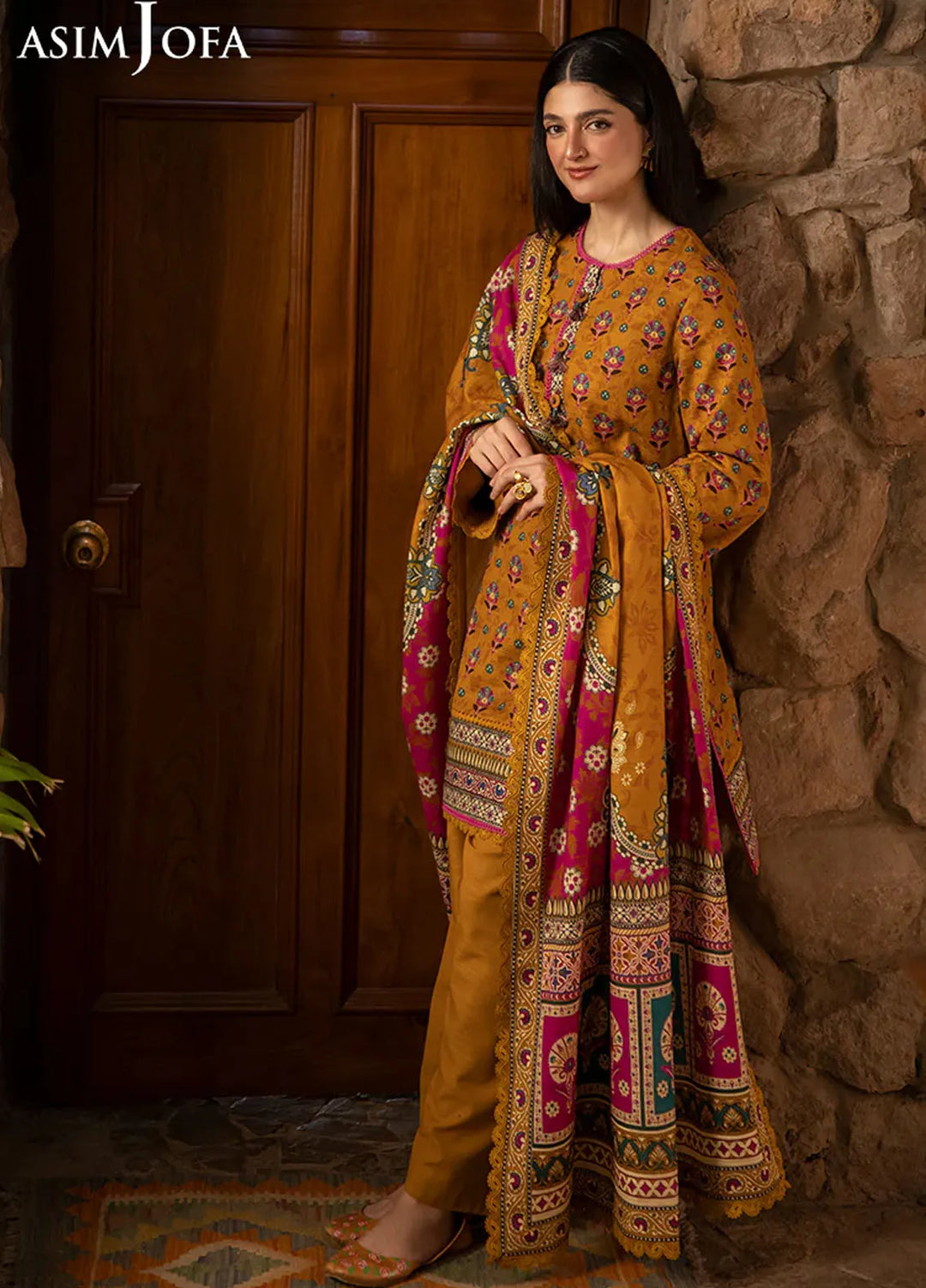 Asim Jofa Printed Khaddar Suits Unstitched 3 Piece AJ24UW AJUW-56 - Winter Collection