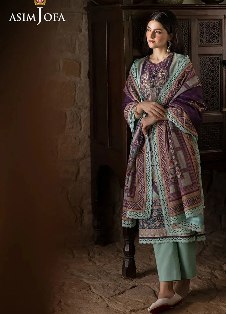 Asim Jofa Printed Khaddar Suits Unstitched 3 Piece AJ24UW AJUW-57 - Winter Collection