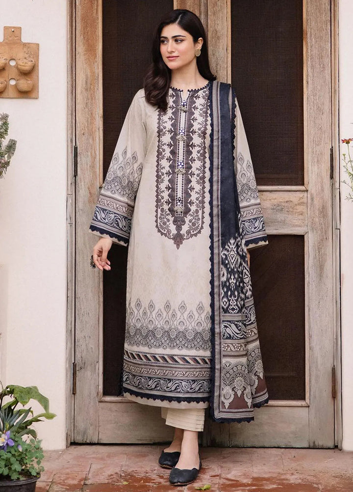Asim Jofa Printed Lawn Suit Unstitched 3 Piece AJ24P2 AJBU-02 - Summer Collection