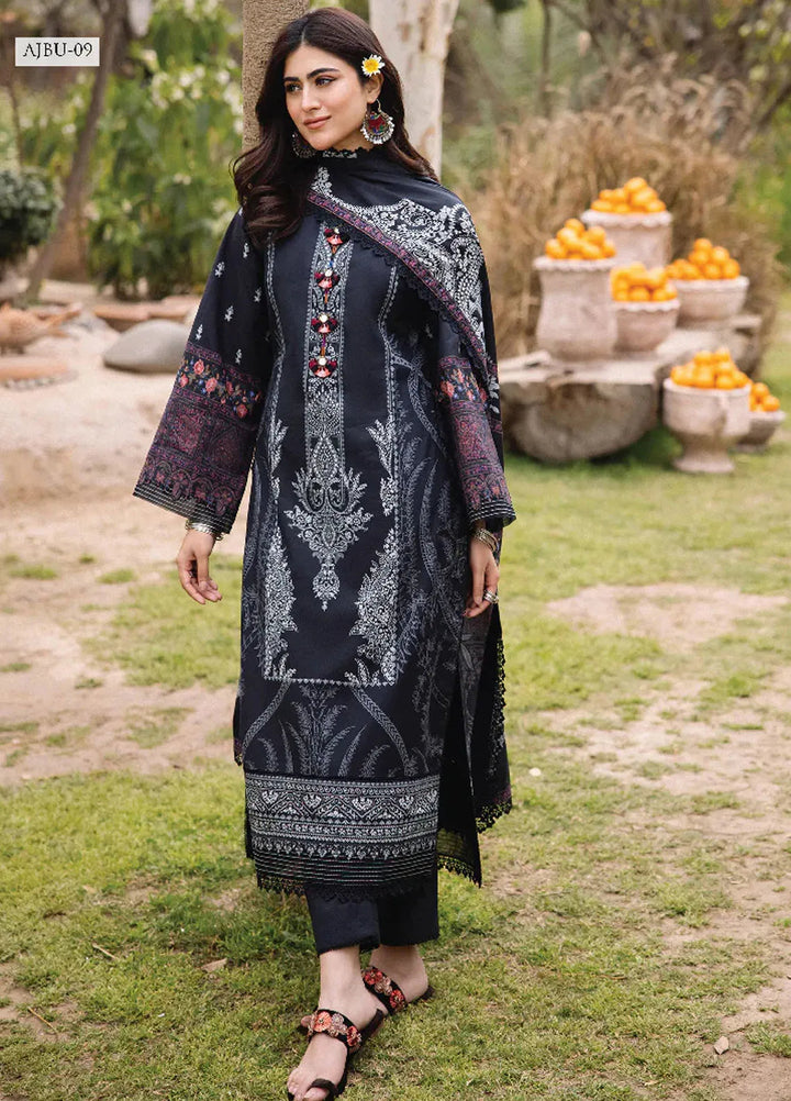 Asim Jofa Printed Lawn Suit Unstitched 3 Piece AJ24P2 AJBU-09 - Summer Collection