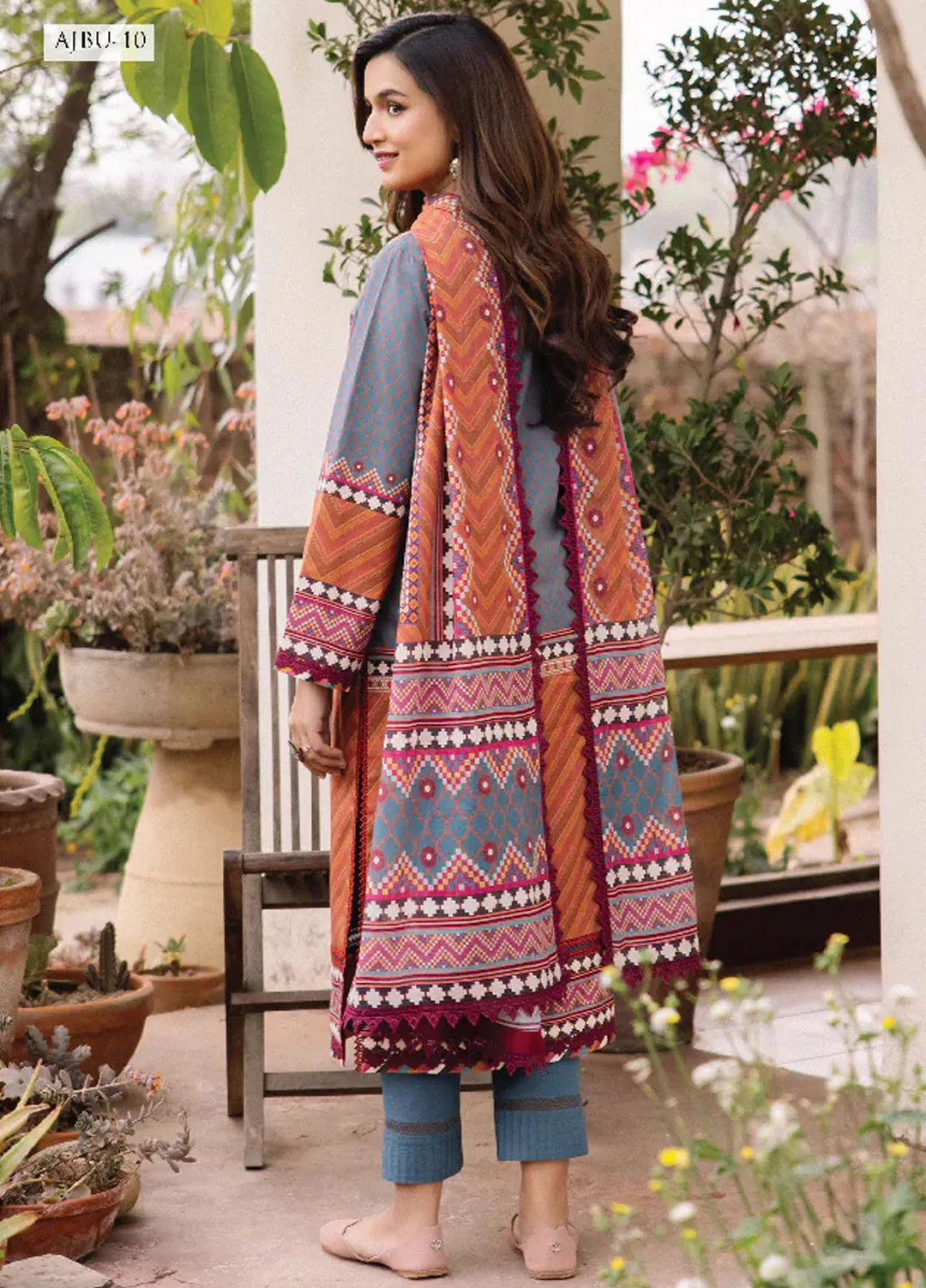 Asim Jofa Printed Lawn Suit Unstitched 3 Piece AJ24P2 AJBU-10 - Summer Collection