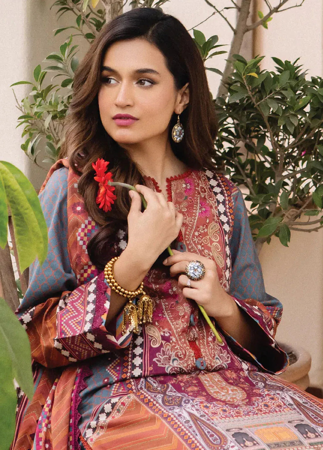 Asim Jofa Printed Lawn Suit Unstitched 3 Piece AJ24P2 AJBU-10 - Summer Collection