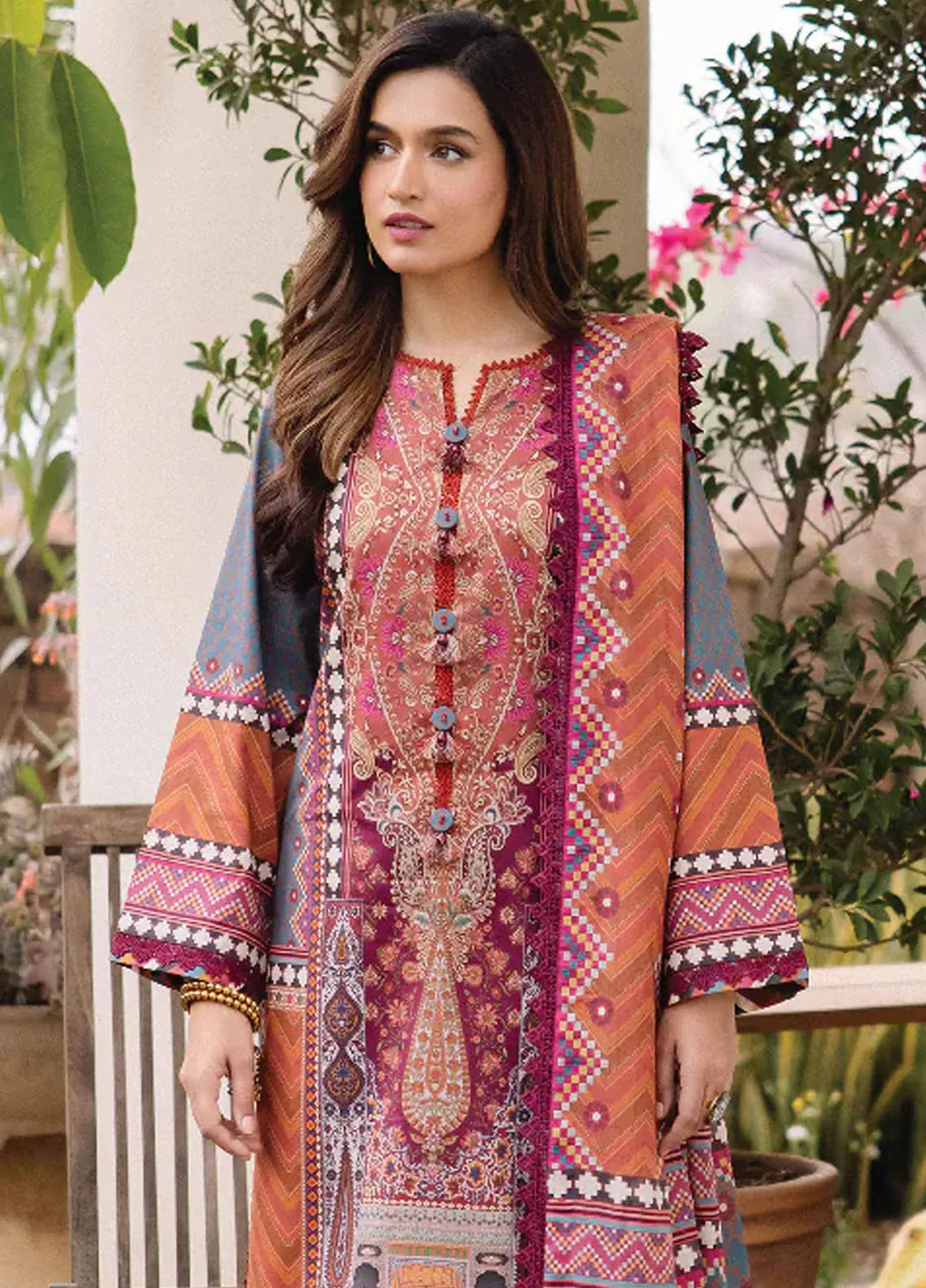 Asim Jofa Printed Lawn Suit Unstitched 3 Piece AJ24P2 AJBU-10 - Summer Collection