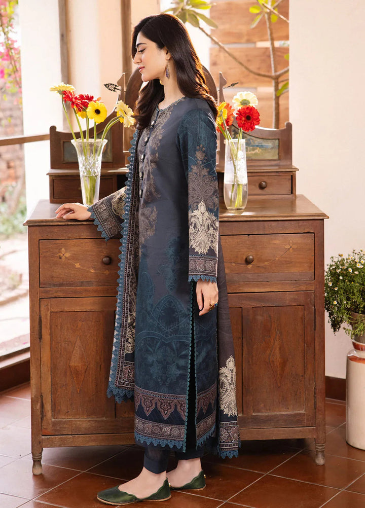 Asim Jofa Printed Lawn Suit Unstitched 3 Piece AJ24P2 AJBU-11 - Summer Collection