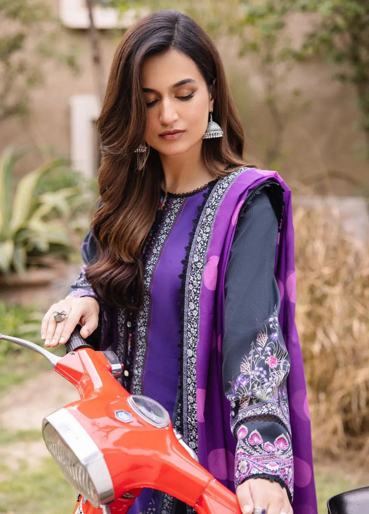 Asim Jofa Printed Lawn Suit Unstitched 3 Piece AJ24P2 AJBU-15 - Summer Collection