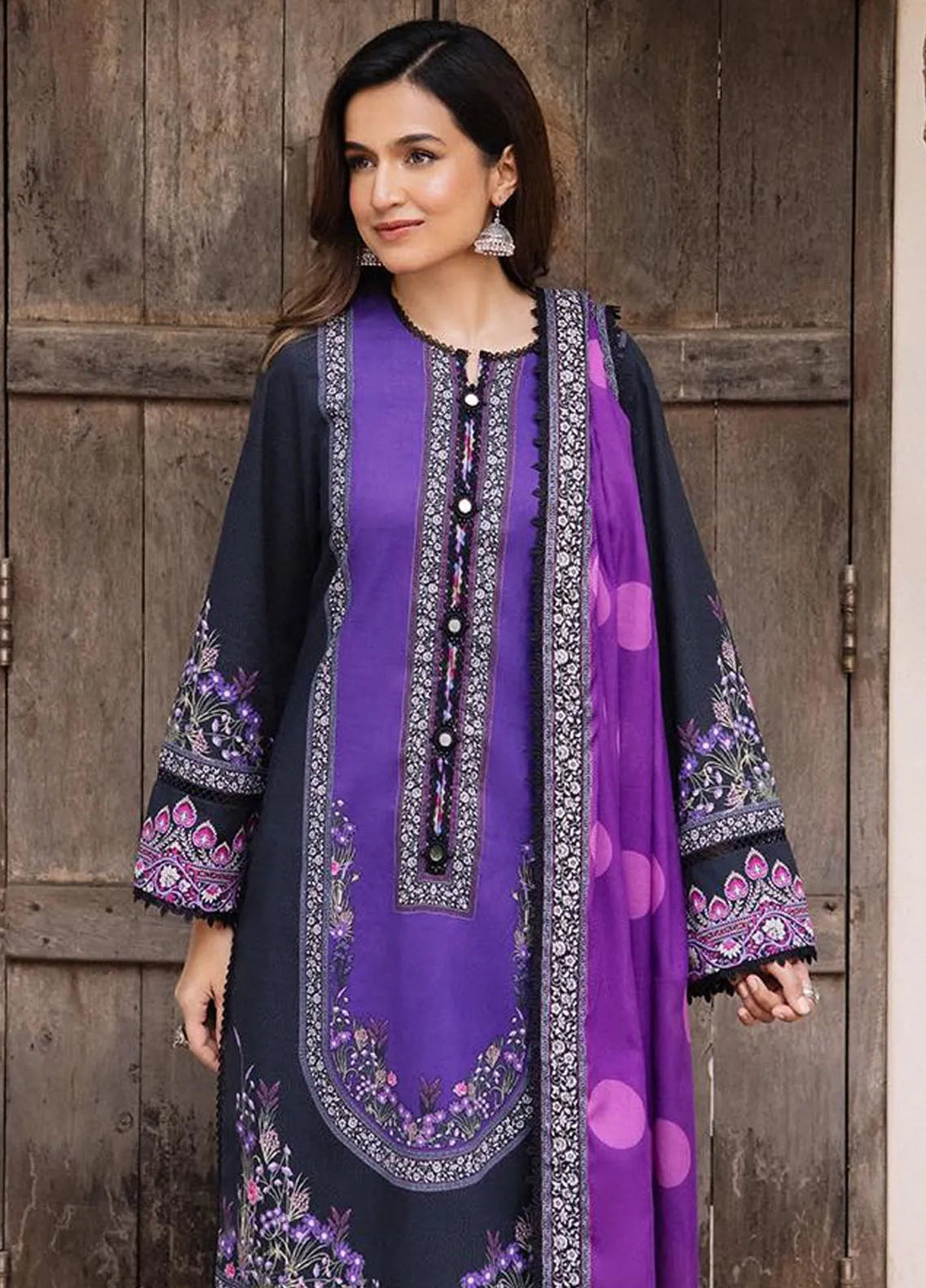 Asim Jofa Printed Lawn Suit Unstitched 3 Piece AJ24P2 AJBU-15 - Summer Collection