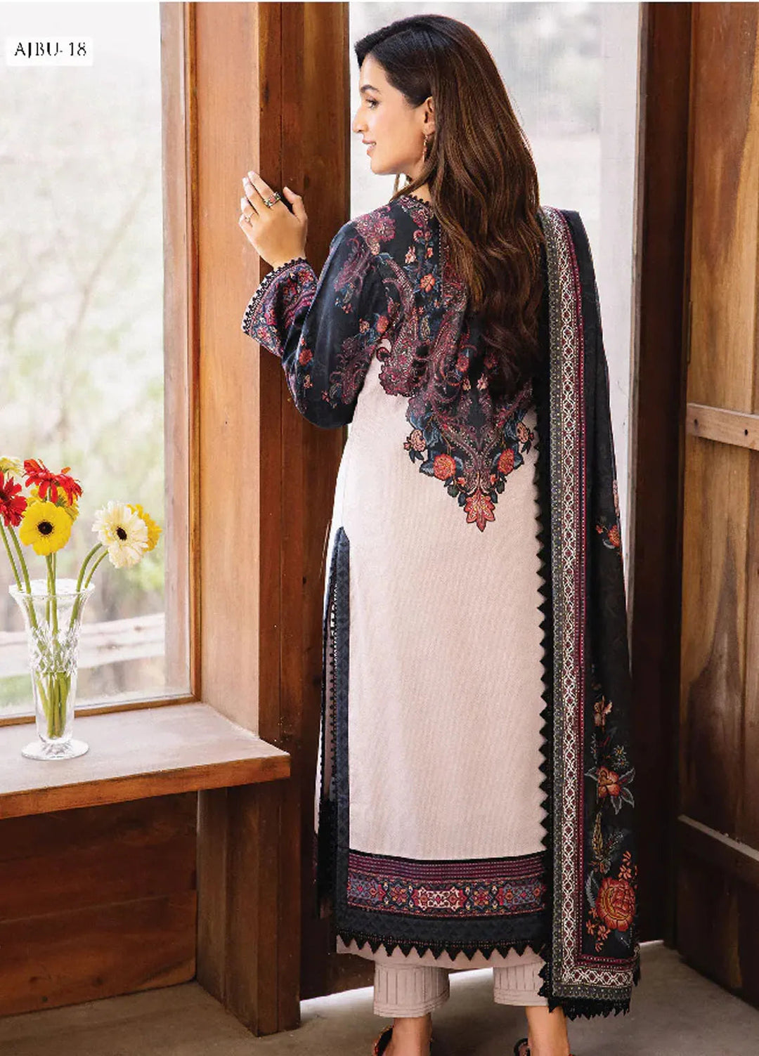 Asim Jofa Printed Lawn Suit Unstitched 3 Piece AJ24P2 AJBU-18 - Summer Collection