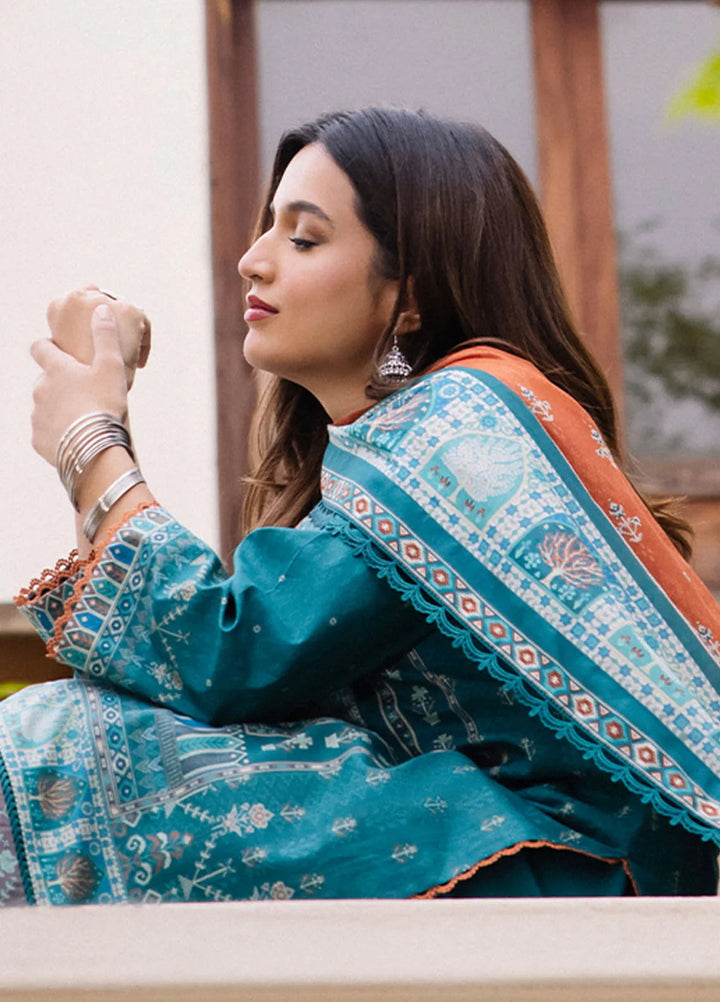 Asim Jofa Printed Lawn Suit Unstitched 3 Piece AJ24P2 AJBU-19 - Summer Collection