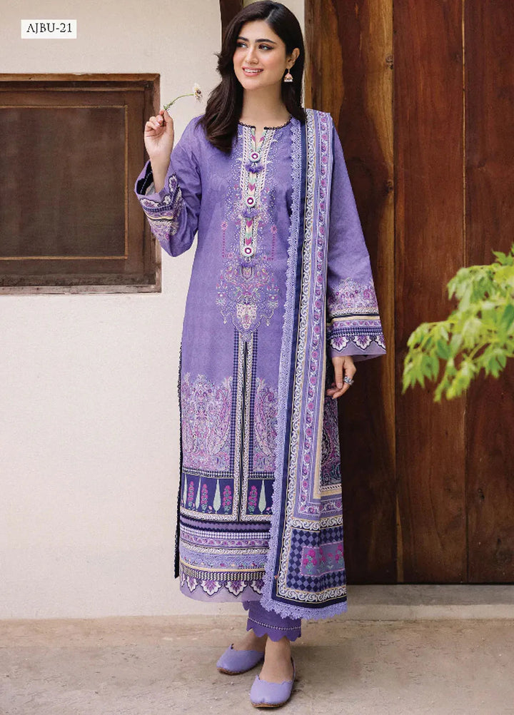 Asim Jofa Printed Lawn Suit Unstitched 3 Piece AJ24P2 AJBU-21 - Summer Collection