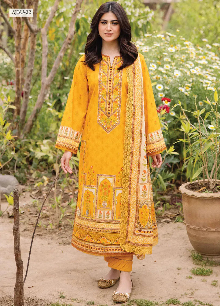 Asim Jofa Printed Lawn Suit Unstitched 3 Piece AJ24P2 AJBU-22 - Summer Collection