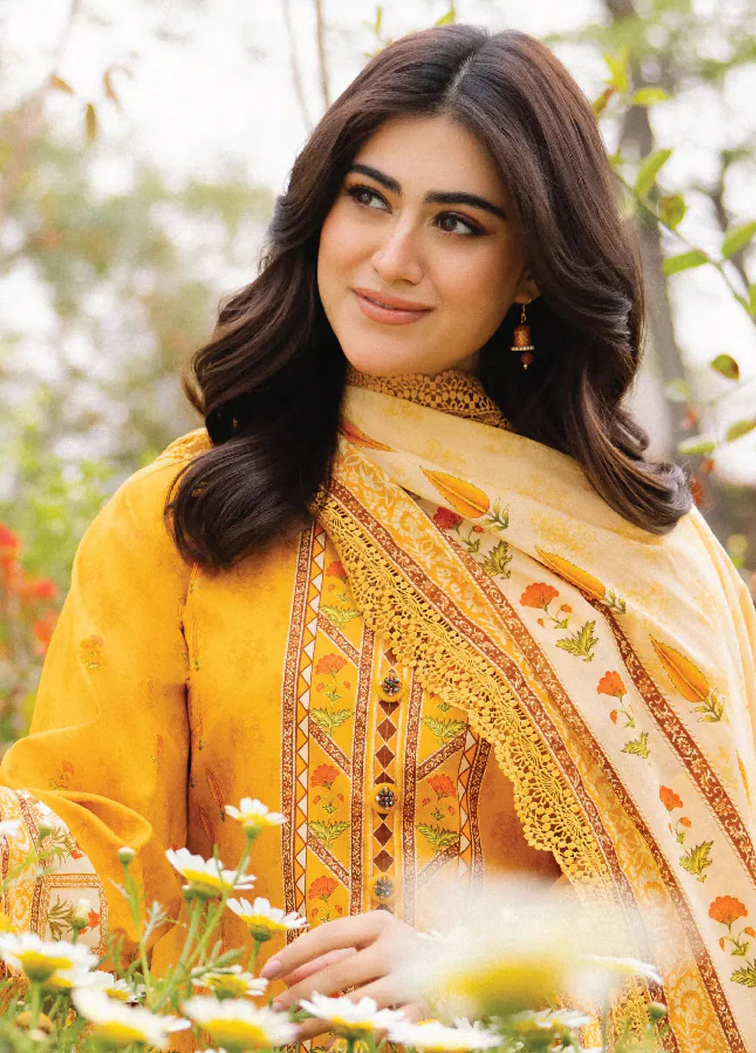 Asim Jofa Printed Lawn Suit Unstitched 3 Piece AJ24P2 AJBU-22 - Summer Collection