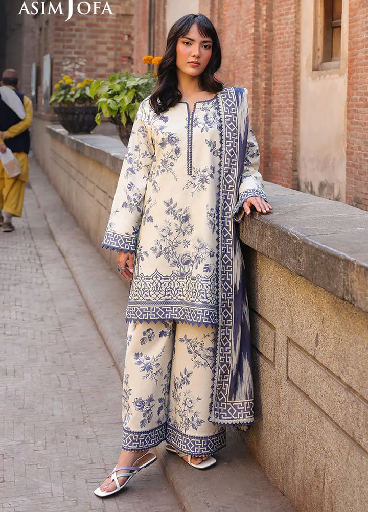 Asim Jofa Printed Lawn Suits Unstitched 3 Piece AJ25EE AJUBF-72 - Summer Collection