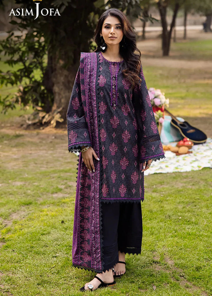 Asim Jofa Printed Lawn Suits Unstitched 3 Piece AJ25P4 AJUBJ-24 - Summer Collection