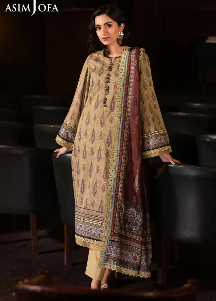 Asim Jofa Printed Lawn Suits Unstitched 3 Piece AJ25P4 AJUBJ-47 - Summer Collection