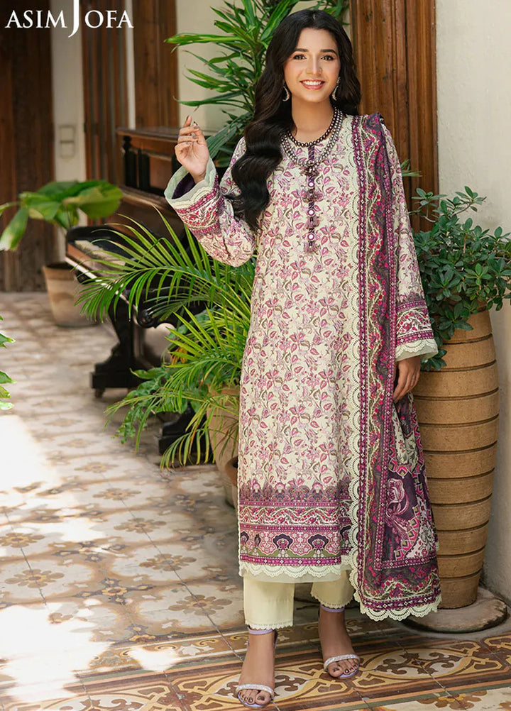 Asim Jofa Printed Lawn Suits Unstitched 3 Piece AJ25P4 AJUUB-27 - Summer Collection