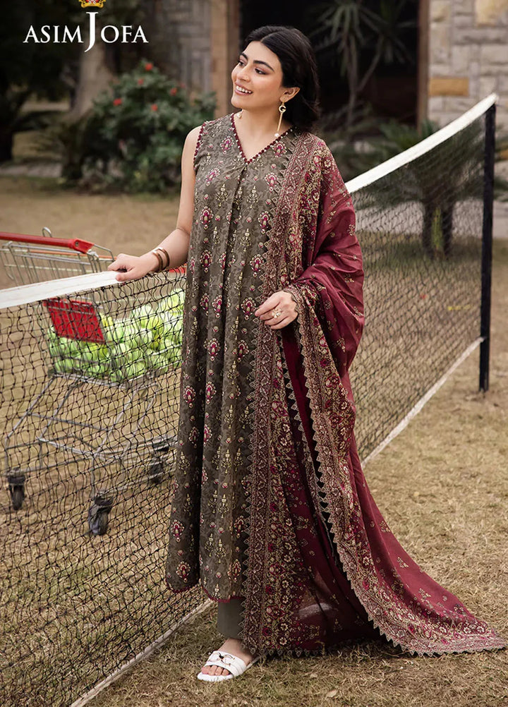 Asim Jofa Printed Lawn Suits Unstitched 3 Piece AJ25P6 AJUBJ-29 - Summer Collection