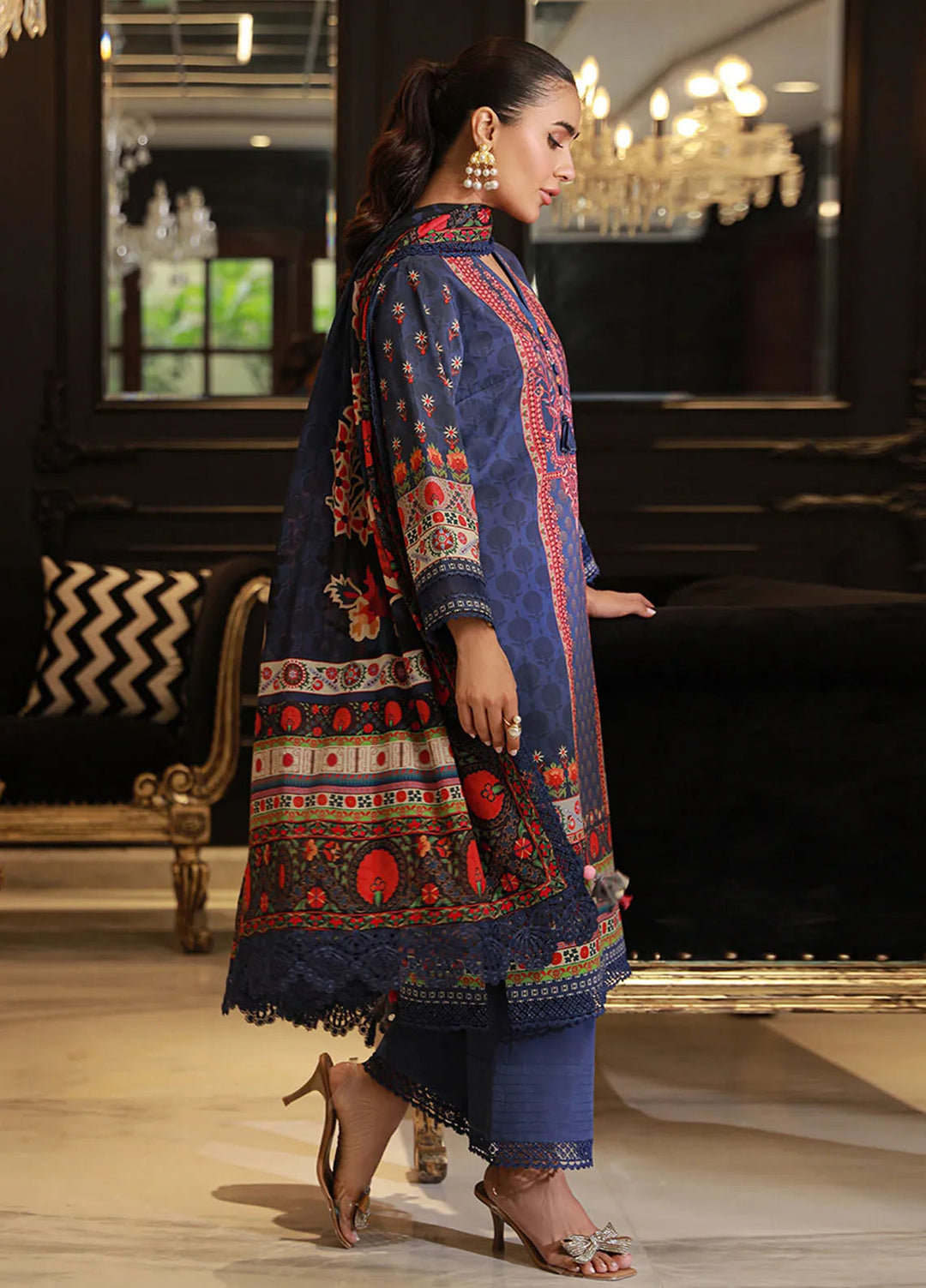 Asim Jofa Printed Lawn Unstitched Suit 3 Piece AJ24PU AJUN-07 - Summer Collection