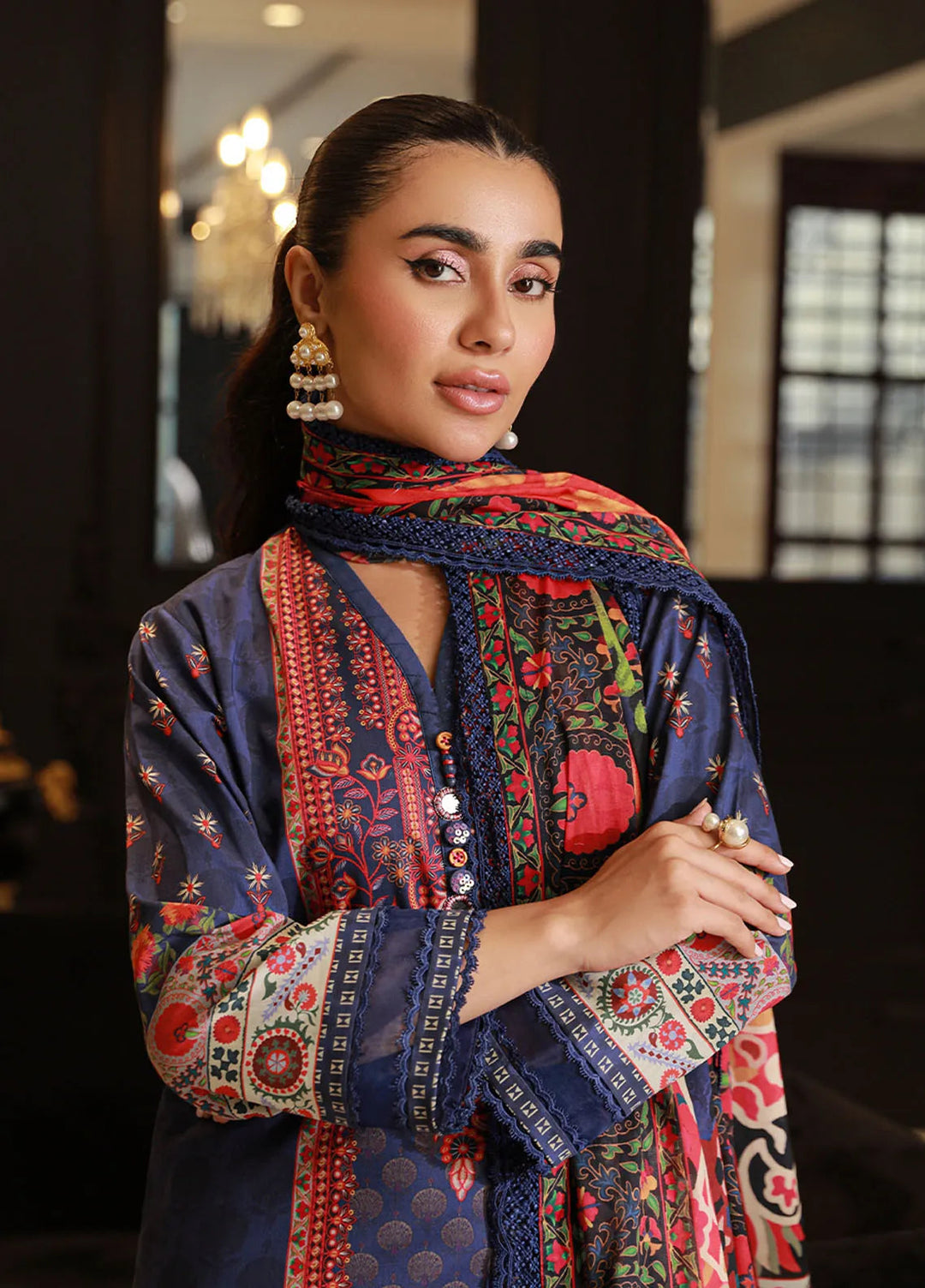 Asim Jofa Printed Lawn Unstitched Suit 3 Piece AJ24PU AJUN-07 - Summer Collection