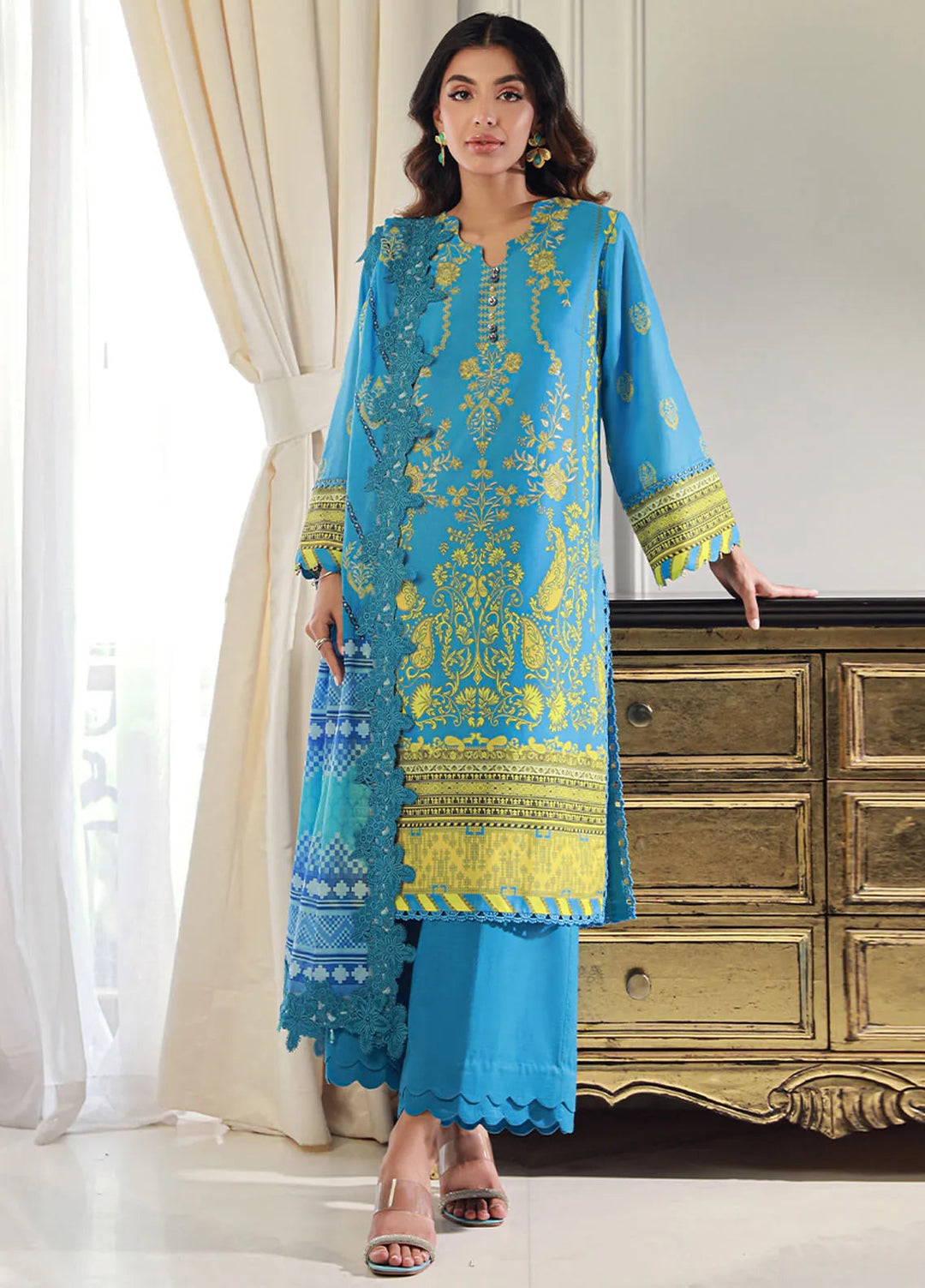 Asim Jofa Printed Lawn Unstitched Suit 3 Piece AJ24PU AJUN-16 - Summer Collection