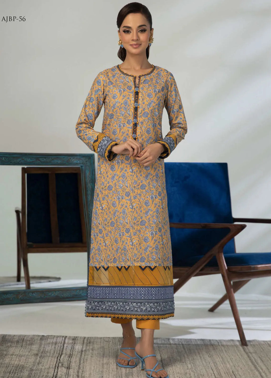 Asim Jofa Printed Lawn Unstitched Suit Kurti AJ23-P2 AJBP-56 - Summer Collection