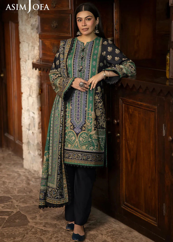 Asim Jofa Printed Viscose Suits Unstitched 3 Piece AJ24UW AJUW-62 - Winter Collection